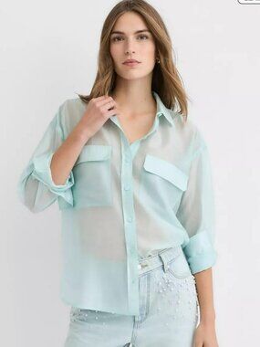 ## ✨ LOFT Sheer Organza Oversized Button-Down Blouse ✨